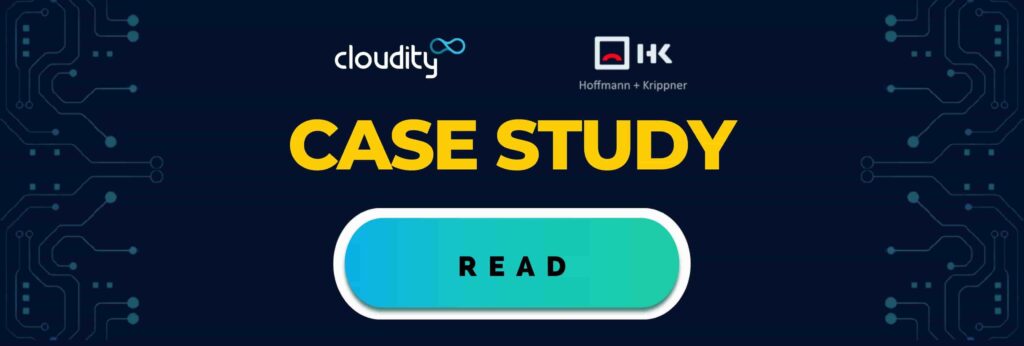 A banner encouraging to download a case study of Salesforce implementation in a company from the manufacturing industry