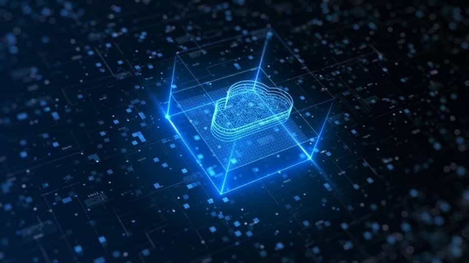 Wizualizacja chmury obliczeniowej w sześcianie – obrazek ma sugerować bezpieczeństwo systemu CRM Salesforce