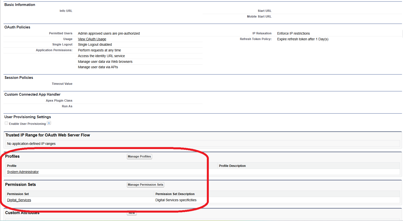 Connected Apps Select Profiles PS