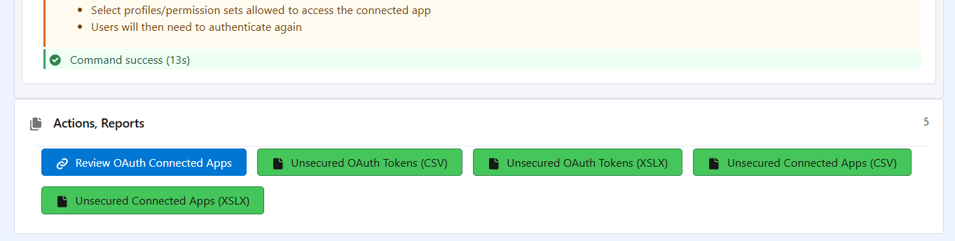 Unsecured Connected Apps Buttons