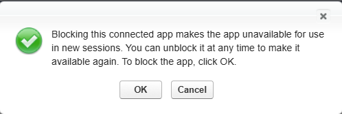 Connected Apps Block Confirm