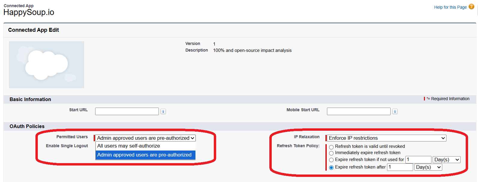Connected Apps Edit Policies Update